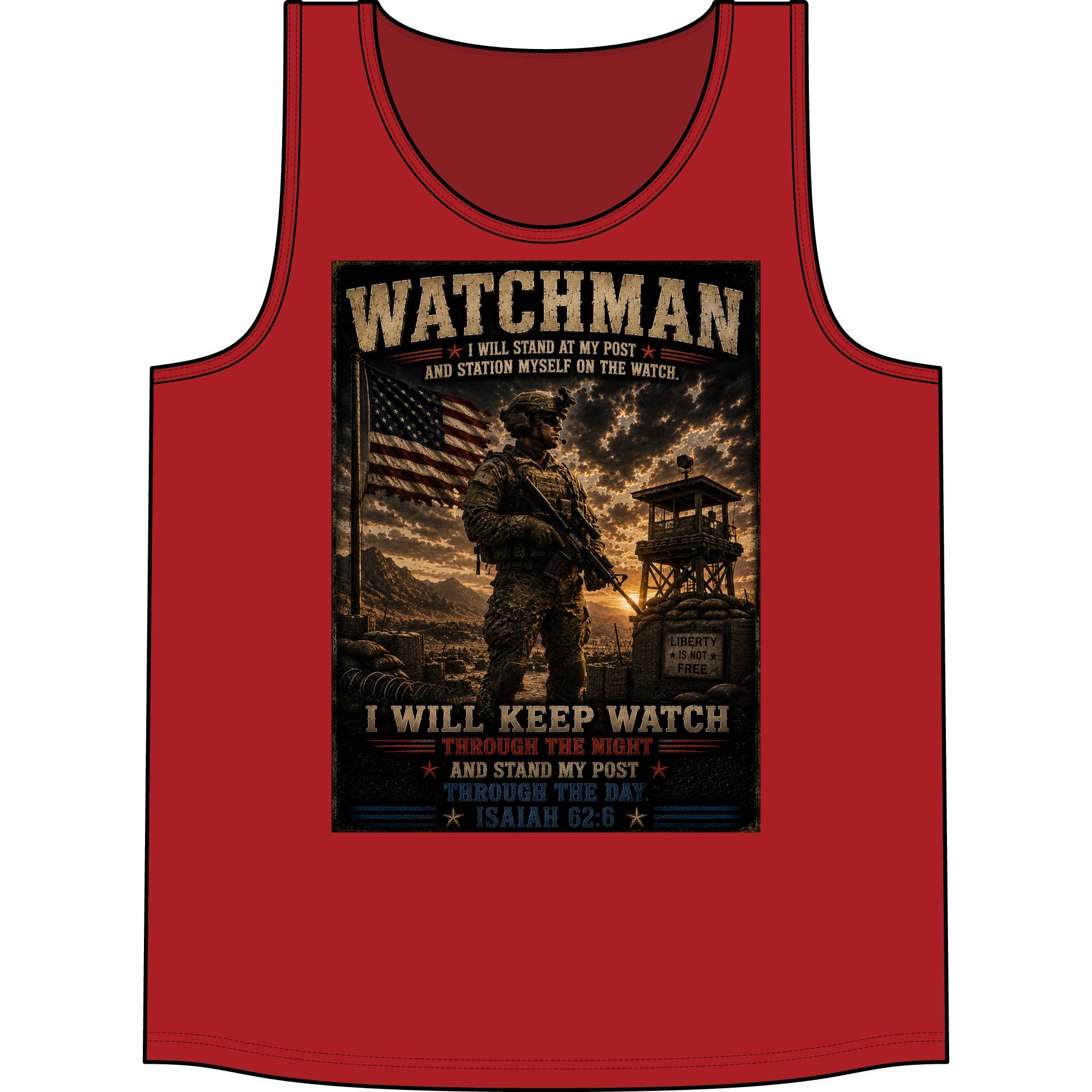 Watchman Tank Top — "I Will Keep Watch" Patriotic Military Tank