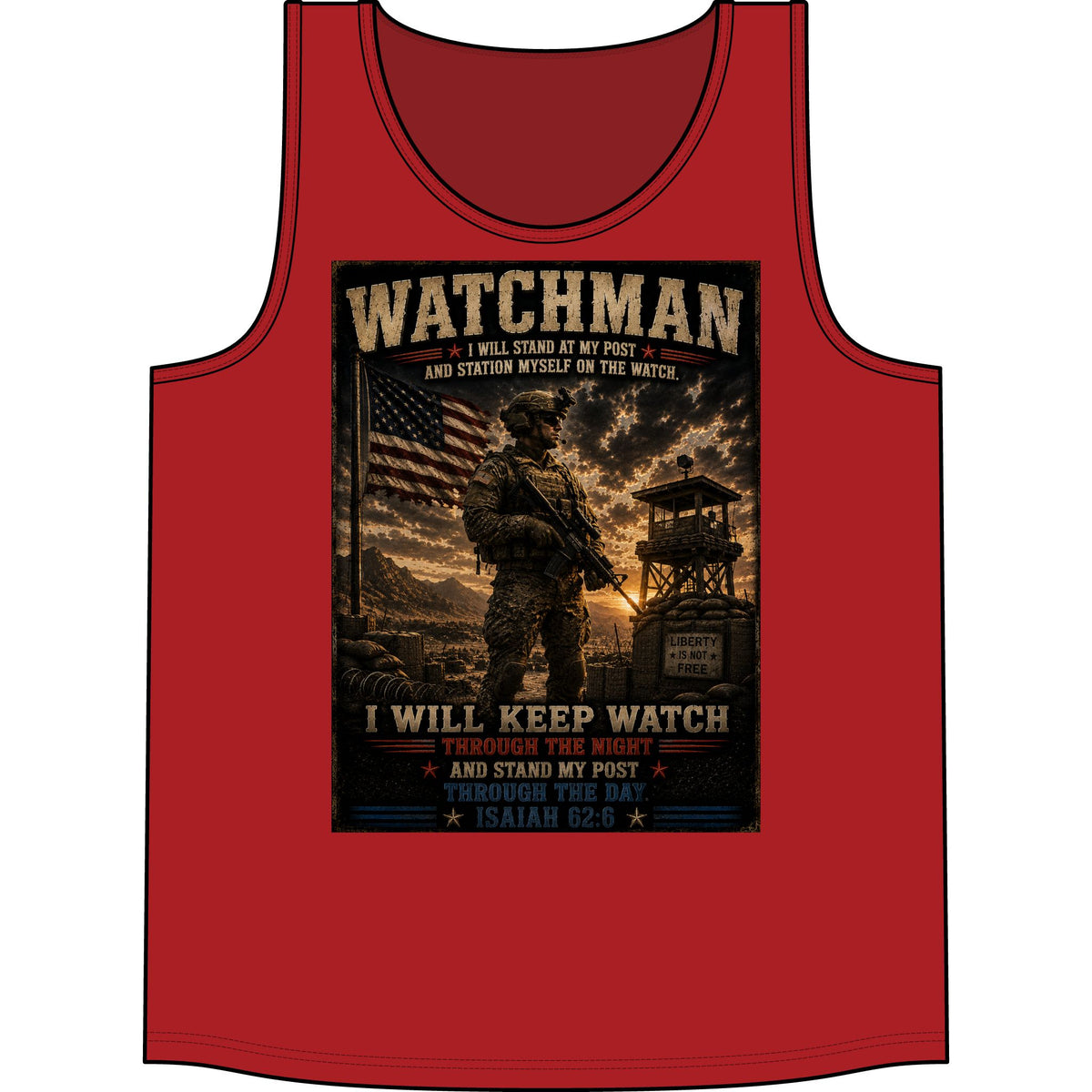 Watchman Tank Top — "I Will Keep Watch" Patriotic Military Tank
