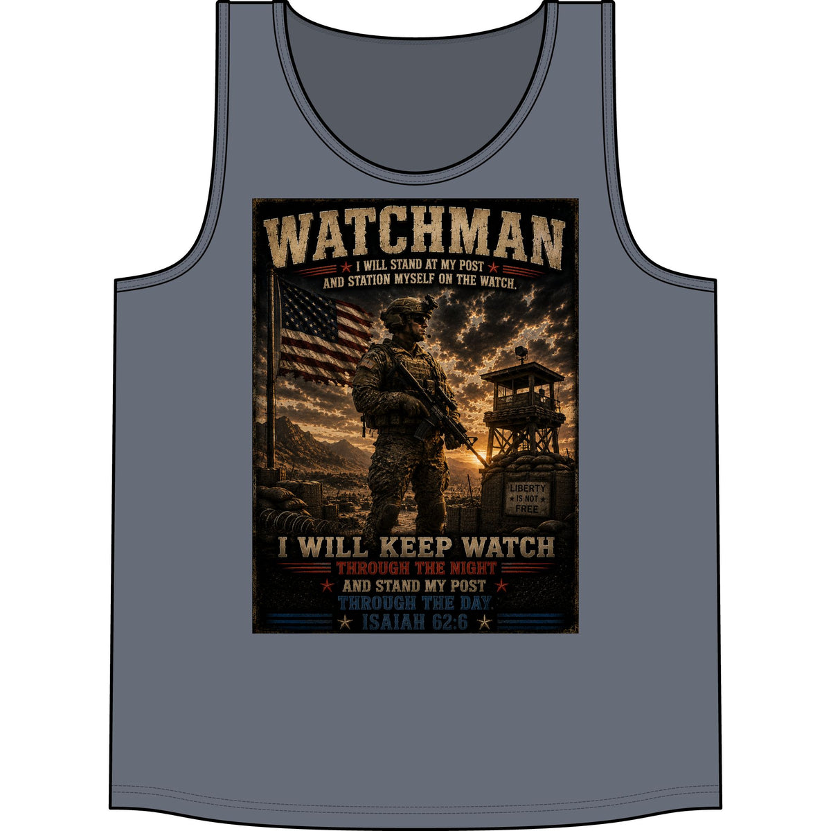 Watchman Tank Top — "I Will Keep Watch" Patriotic Military Tank