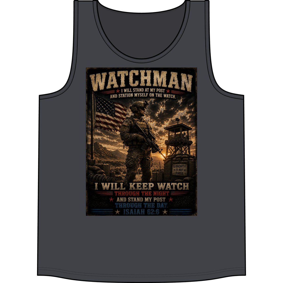 Watchman Tank Top — "I Will Keep Watch" Patriotic Military Tank