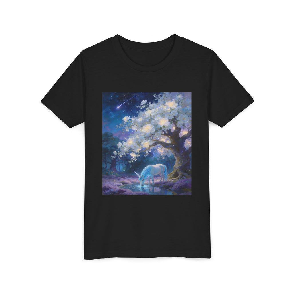 Youth Tee — Dreamy Moonlit Deer & Blossom Tree Graphic