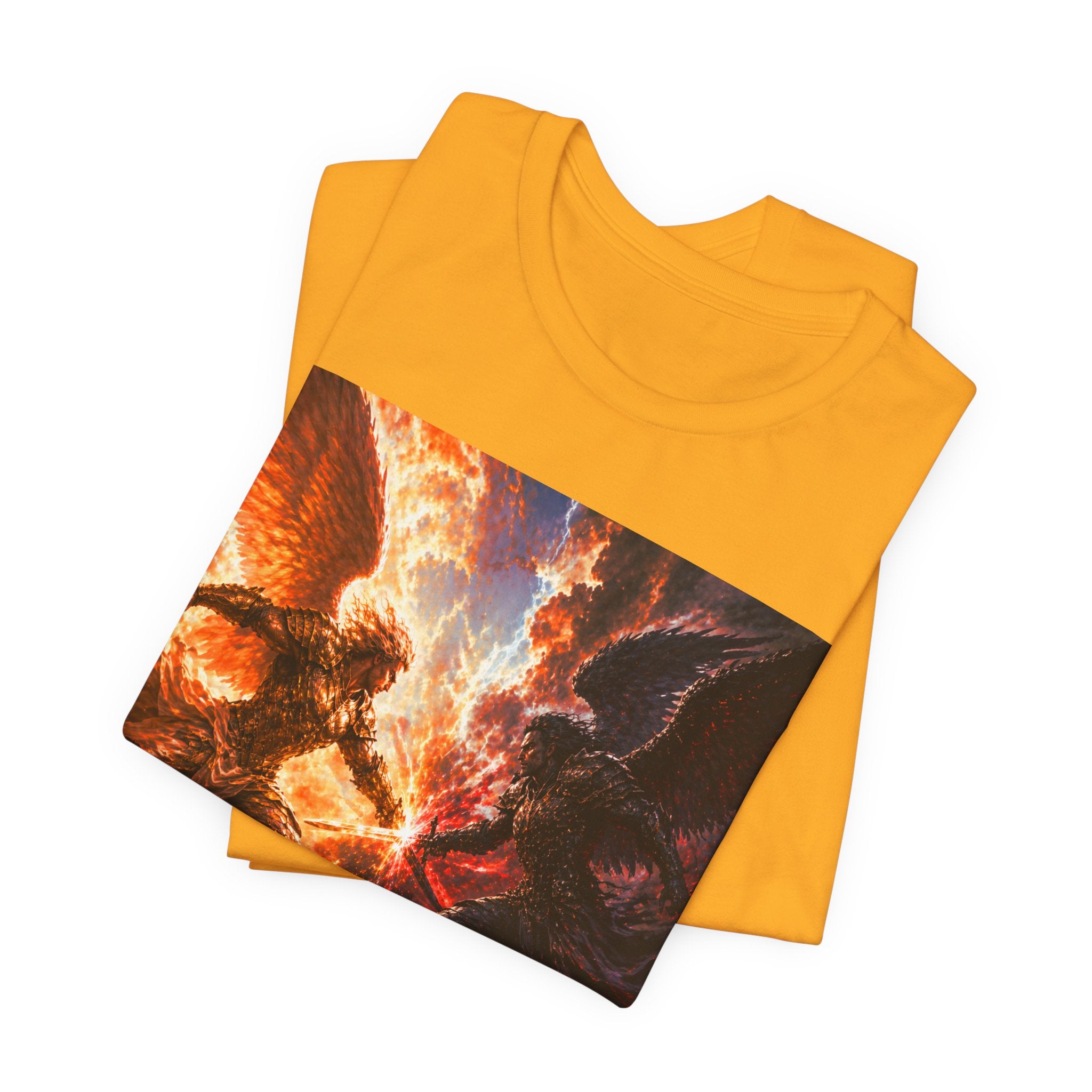 Angel vs Demon Battle T-Shirt — Fiery Fantasy Art Graphic Tee