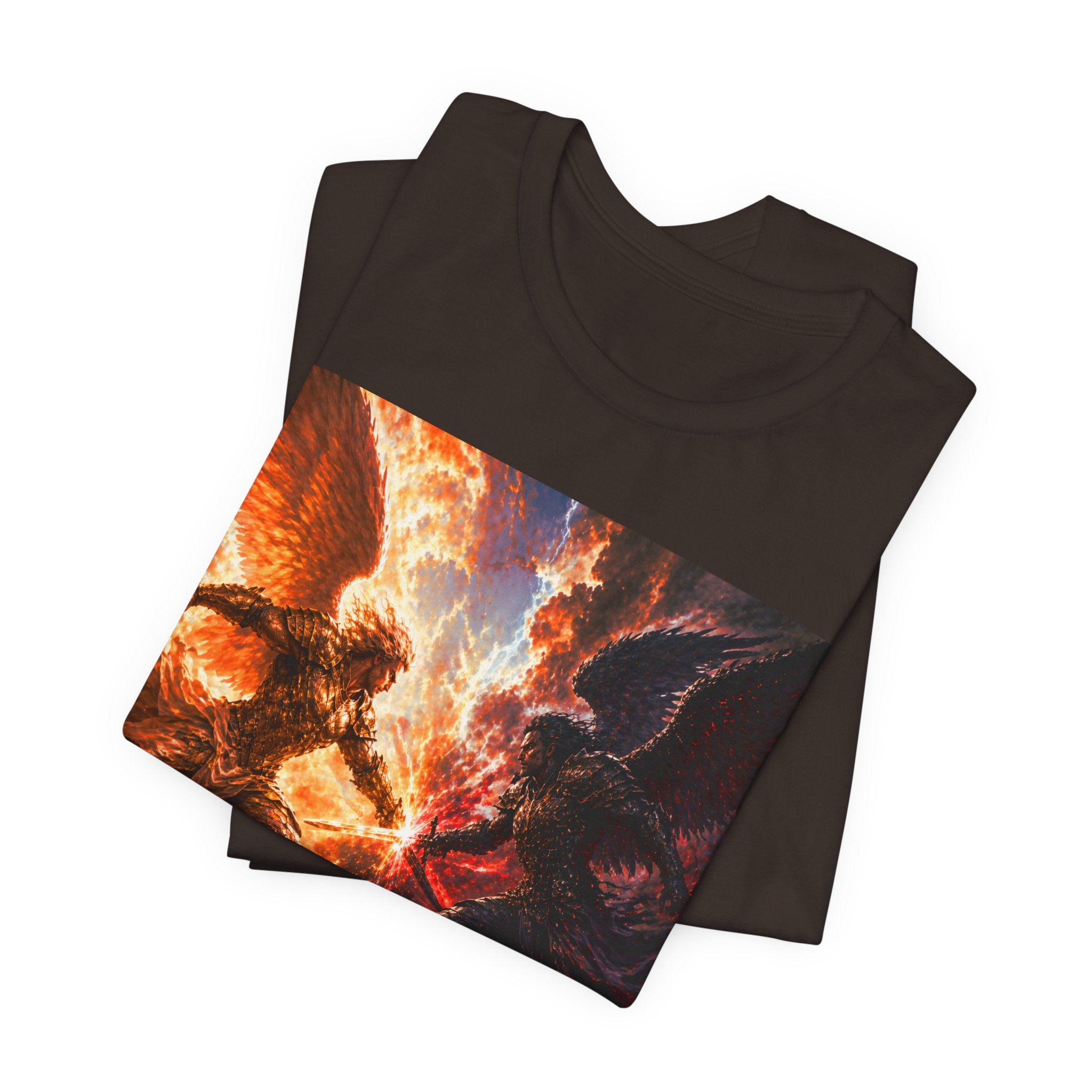 Angel vs Demon Battle T-Shirt — Fiery Fantasy Art Graphic Tee