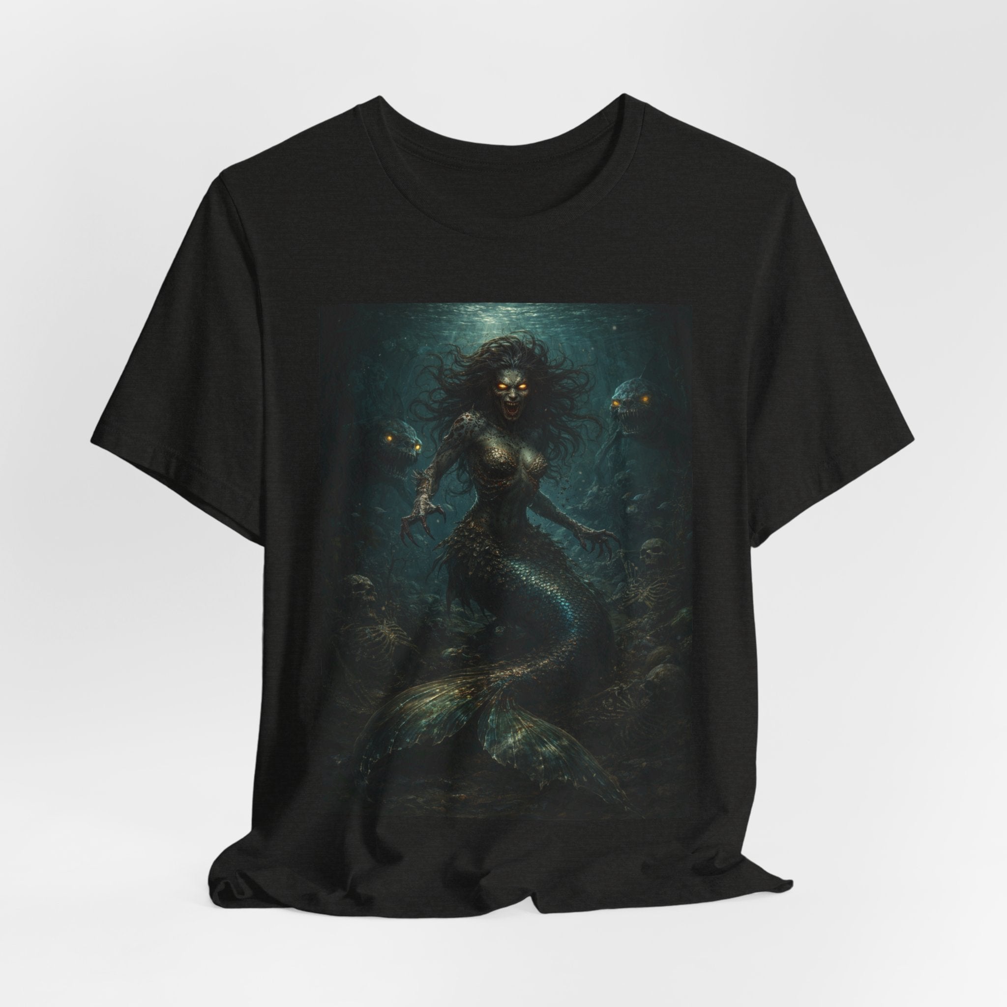 Mermaid Gothic Art Tee — Dark Fantasy Ocean Siren T-Shirt