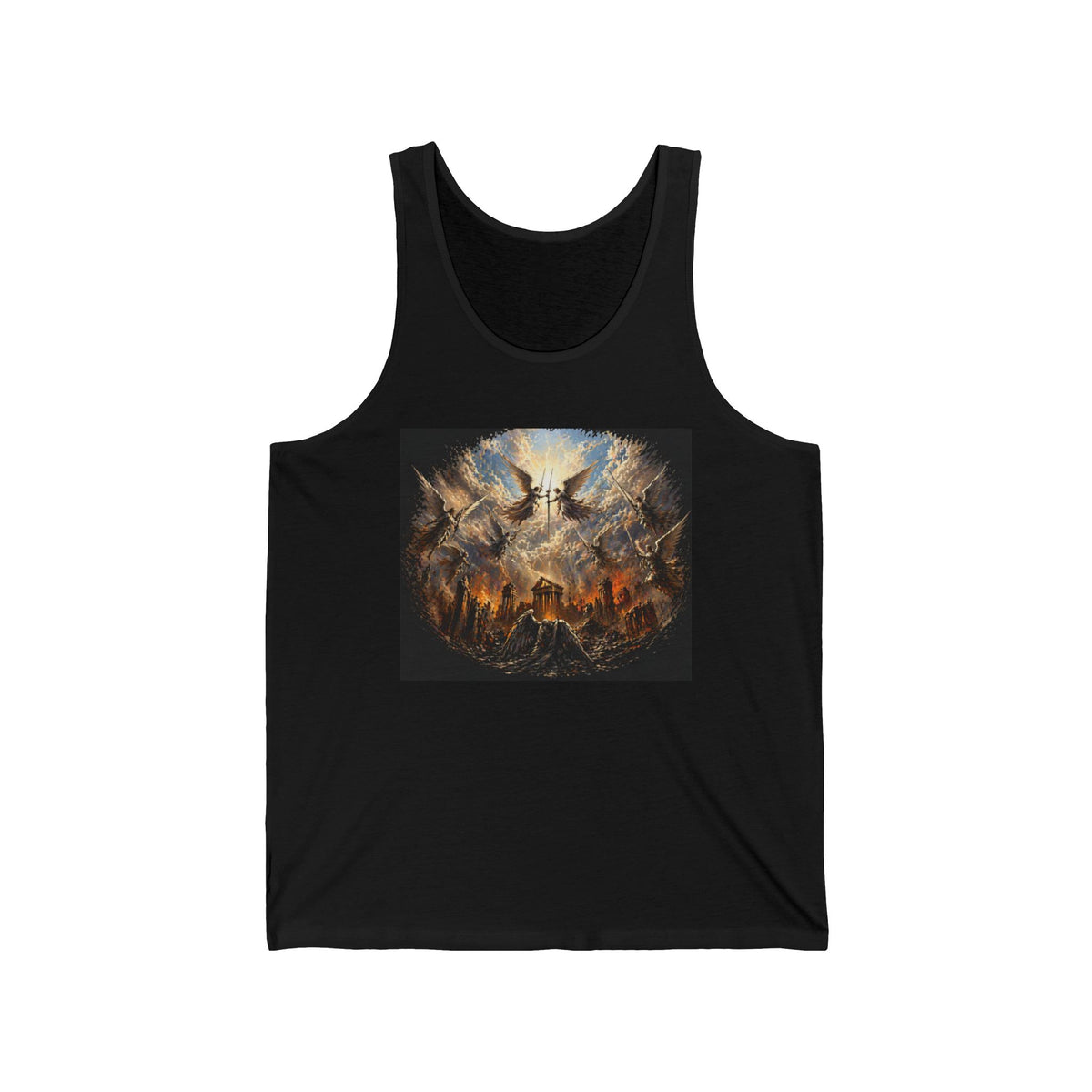 Apocalyptic Angel Graphic Tank Top — Gothic Celestial Art Tee