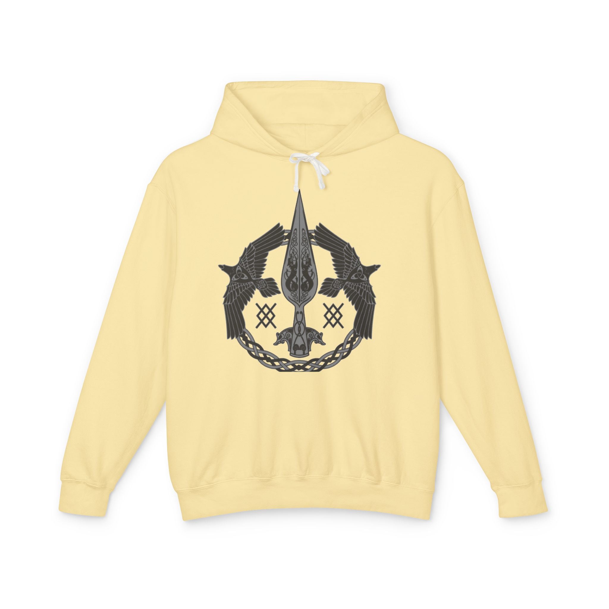 Viking Raven Spear Hoodie — Norse Mythology Graphic Sweatshirt