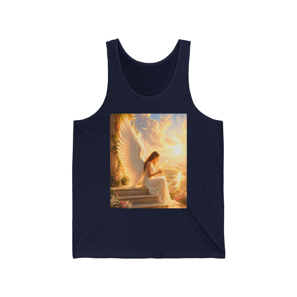Angel Wings Tank Top — Serene Guardian Sunset Graphic Tank