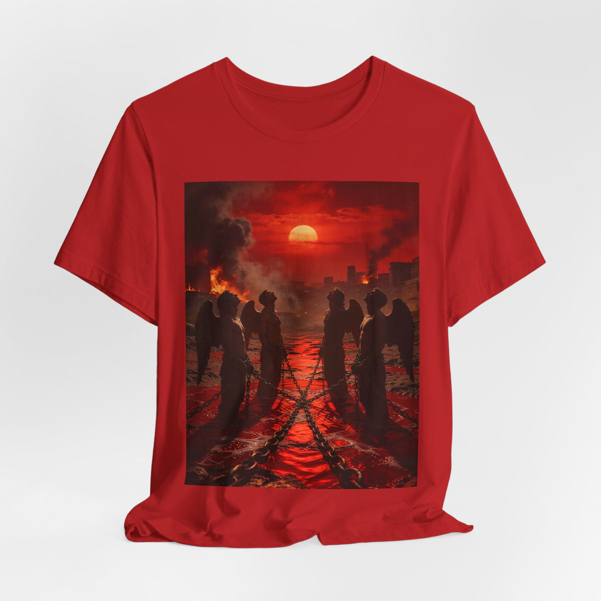 T-Shirt — Revelation 9 reveals four fallen angels bound in the Euphrates River, awaiting God’s appointed time to bring judgment.