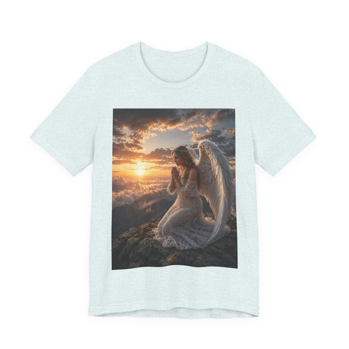 Angel Prayer T‑Shirt — Serene Winged Angel Sunset Tee