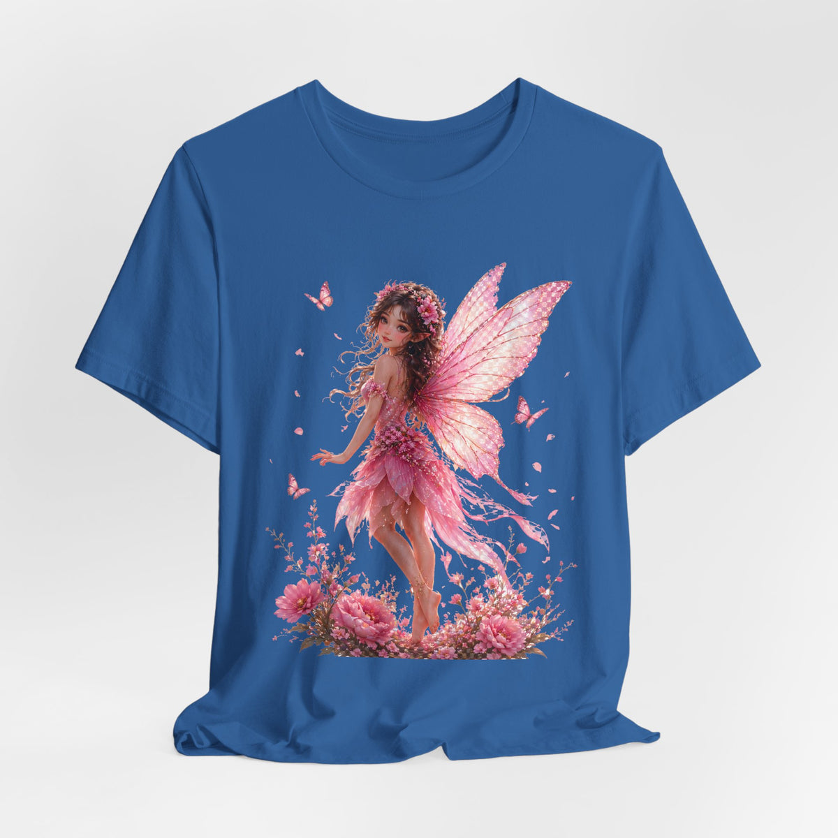 Fairy Wings T‑Shirt — Pink Floral Fantasy Fairy Tee for Women & Girls