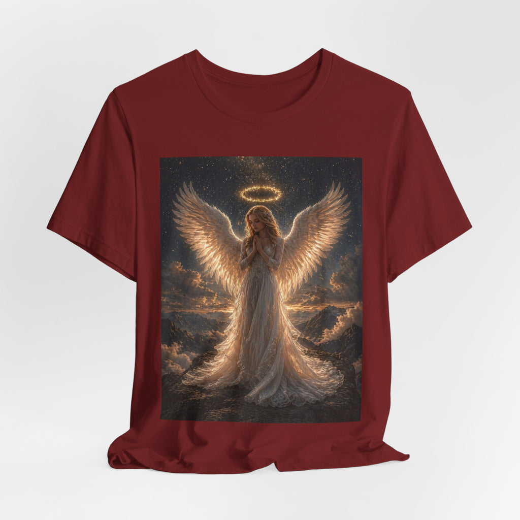 Angel Wings Graphic Tee — Glowing Halo Spiritual T-Shirt