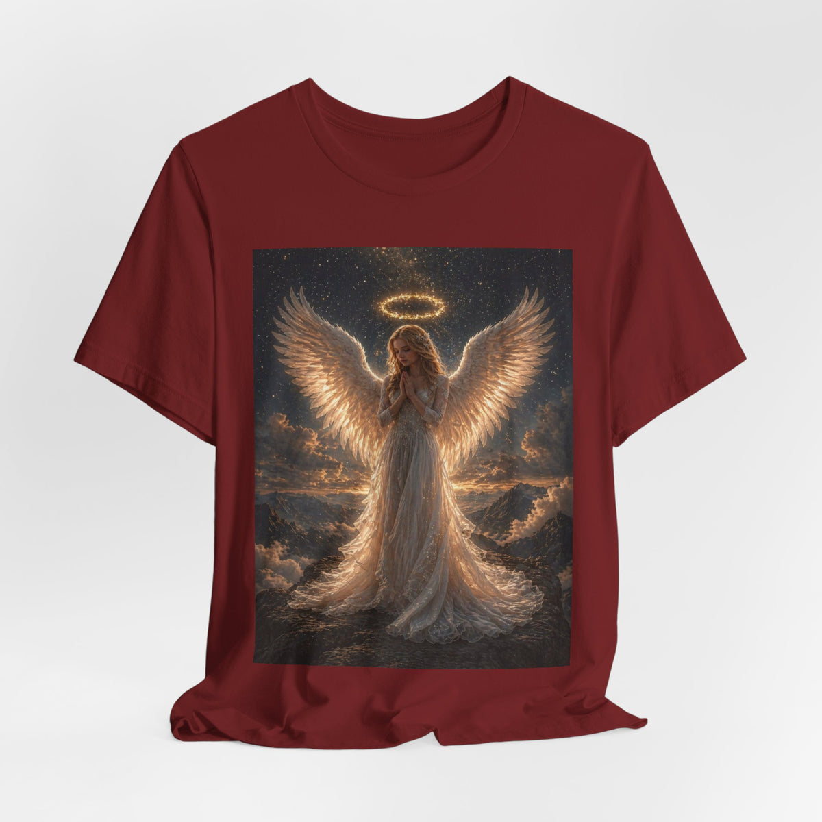 Angel Wings Graphic Tee — Glowing Halo Spiritual T-Shirt