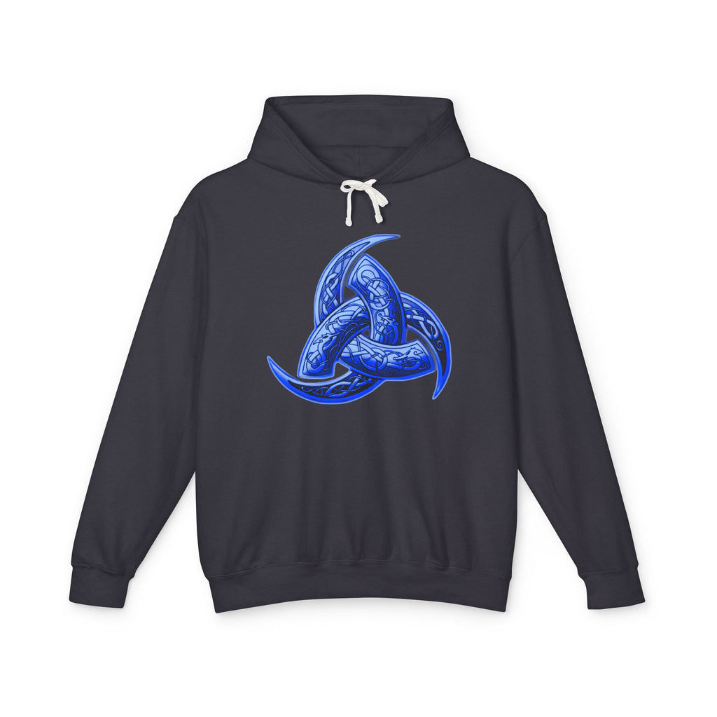 The Triple Horn of Odin is--Celtic Blue Triquetra Hoodie — Intricate Knotwork Hooded Sweatshirt