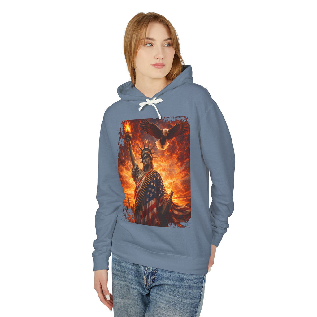 Statue of Liberty American Flag Hoodie — Patriotic Liberty Eagle Sweatshirt