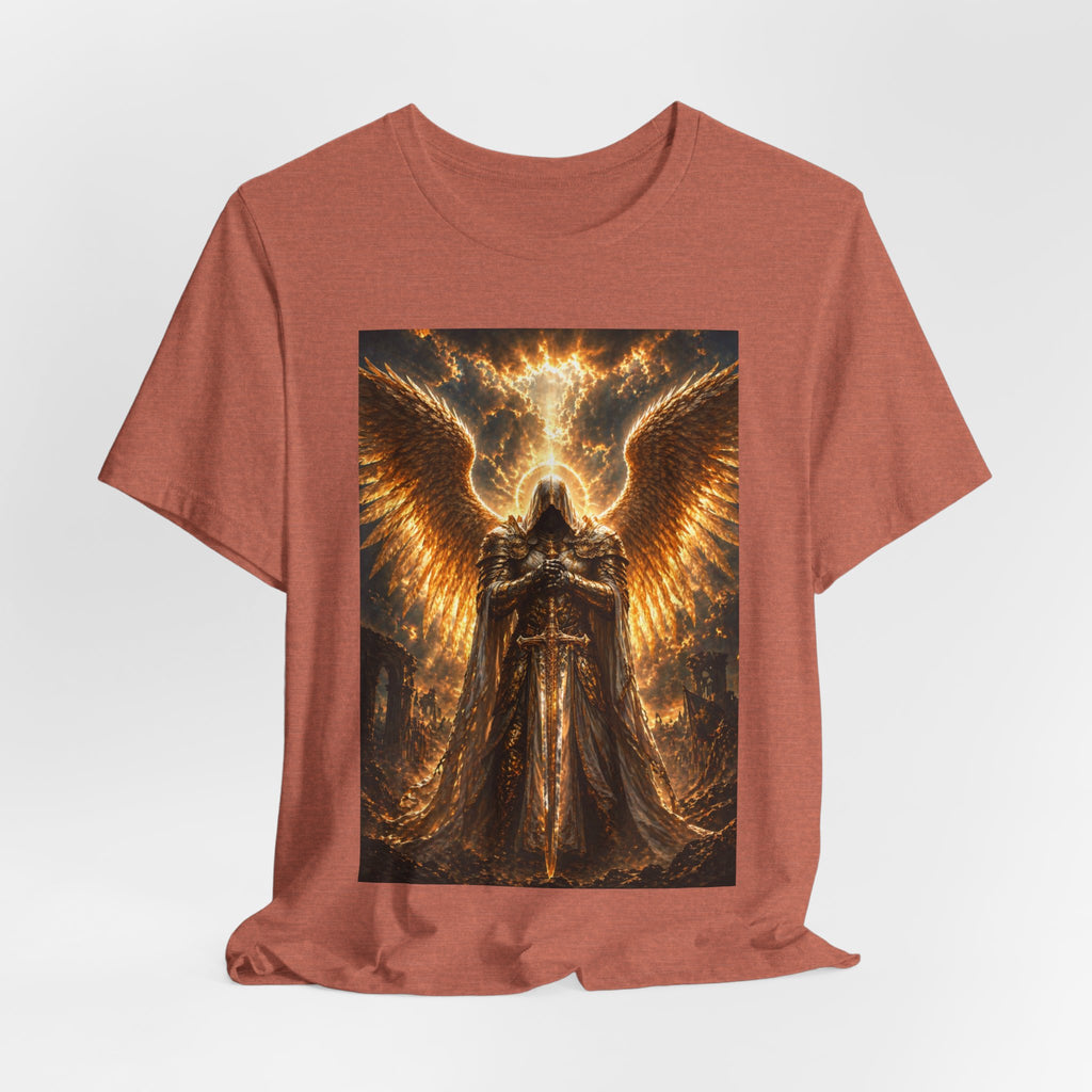 Gods Angel Warrior Graphic Tee — Golden Guardian Winged Angel T-Shirt