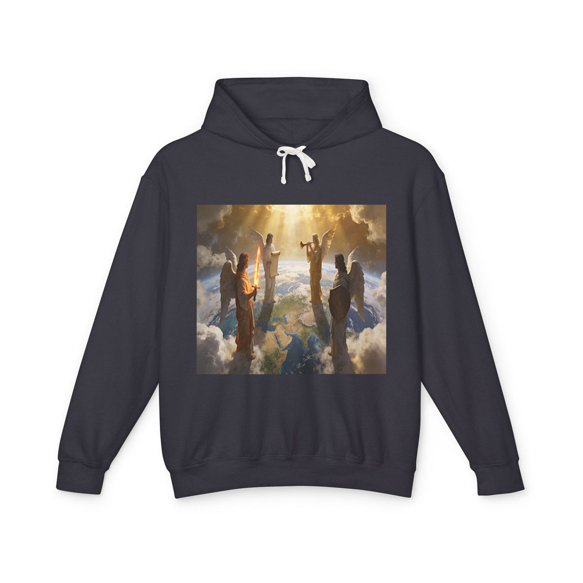The Seven Trumpets-Angel Choir Hoodie — Heavenly Light Spiritual Graphic Pullover