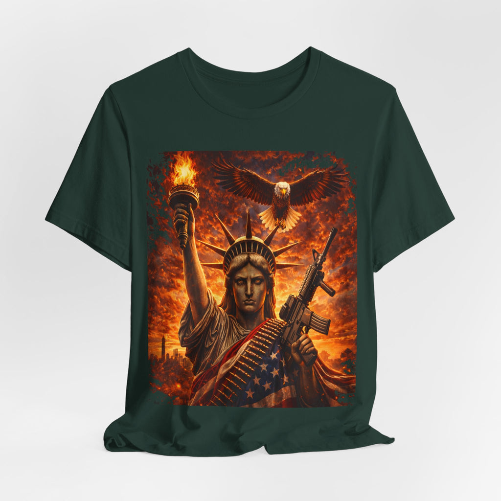 USA Liberty T-Shirt — Statue of Liberty with Eagle & Flag Graphic