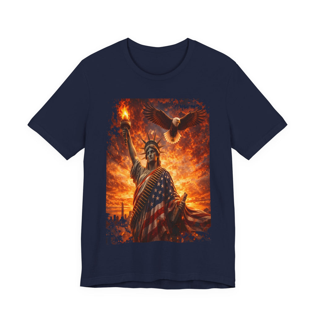 Liberty & Pride T-Shirt — Statue of Liberty with American Flag and Dove