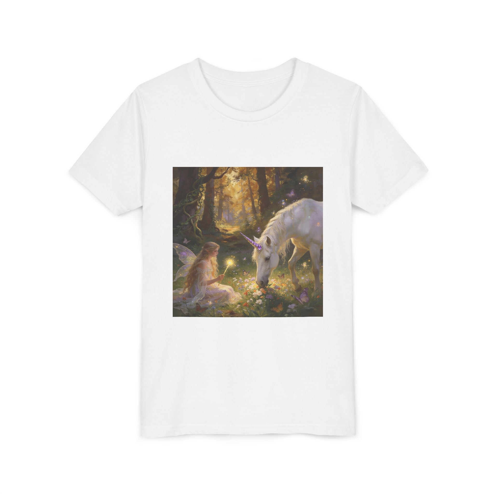 Youth Tee — Enchanted Forest Unicorn & Fairy Graphic