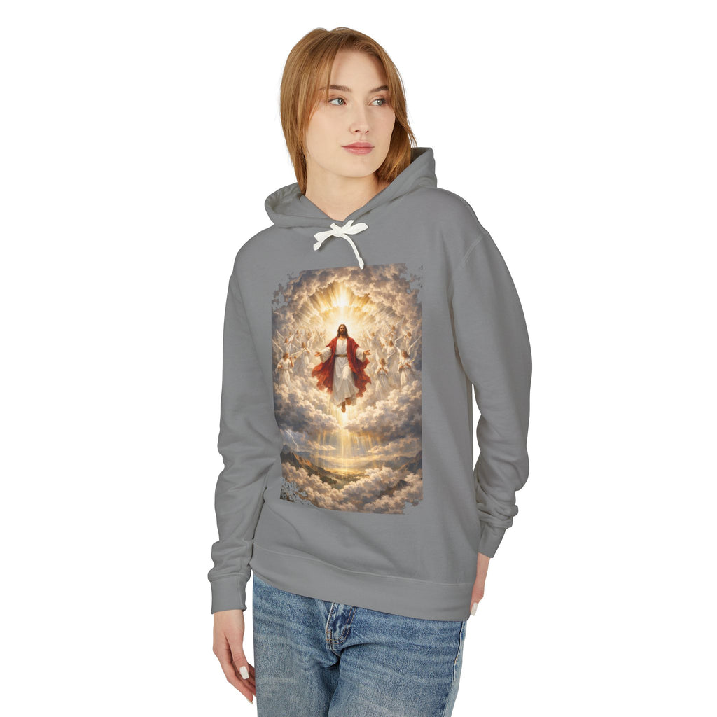 Christian Jesus Hoodie — Ascension Clouds Religious Graphic Sweatshirt