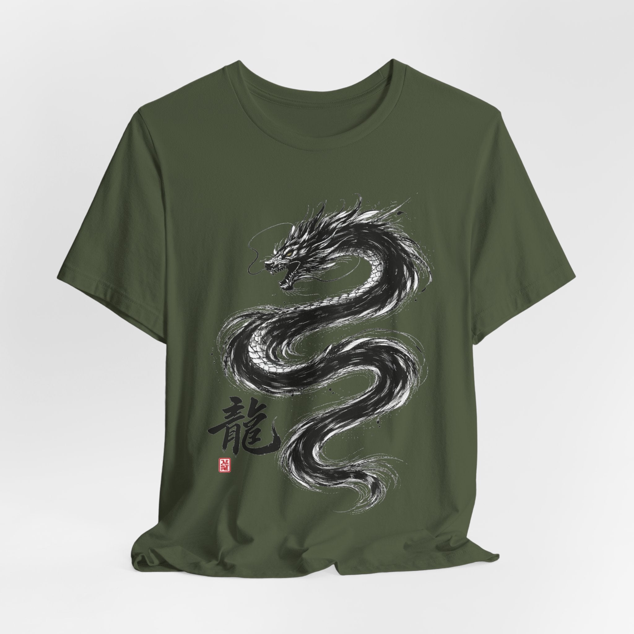 Dragon Brushstroke Tee — Asian Ink Dragon T-Shirt