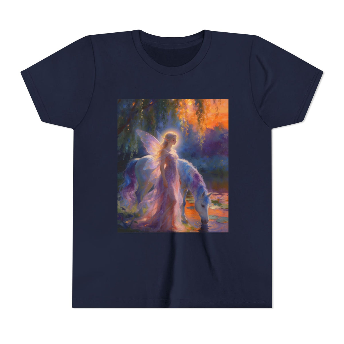 Fairy and Unicorn Youth Tee — Magical Fantasy Kids T-Shirt
