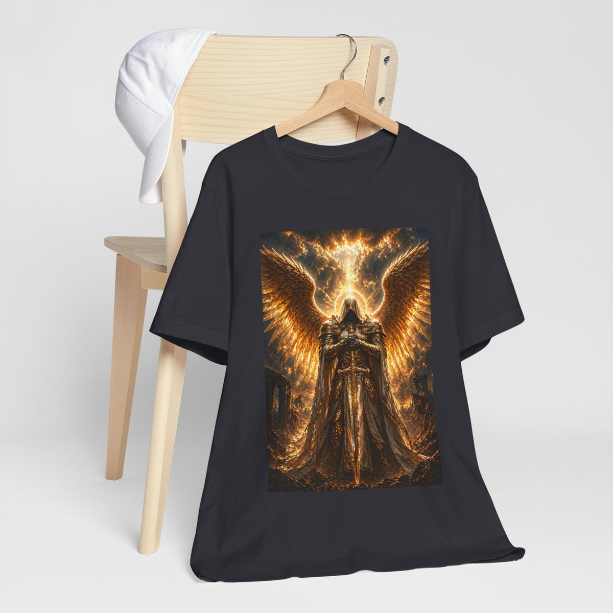 Golden Angel wings graphic Tee | Gothic celestial warrior shirt