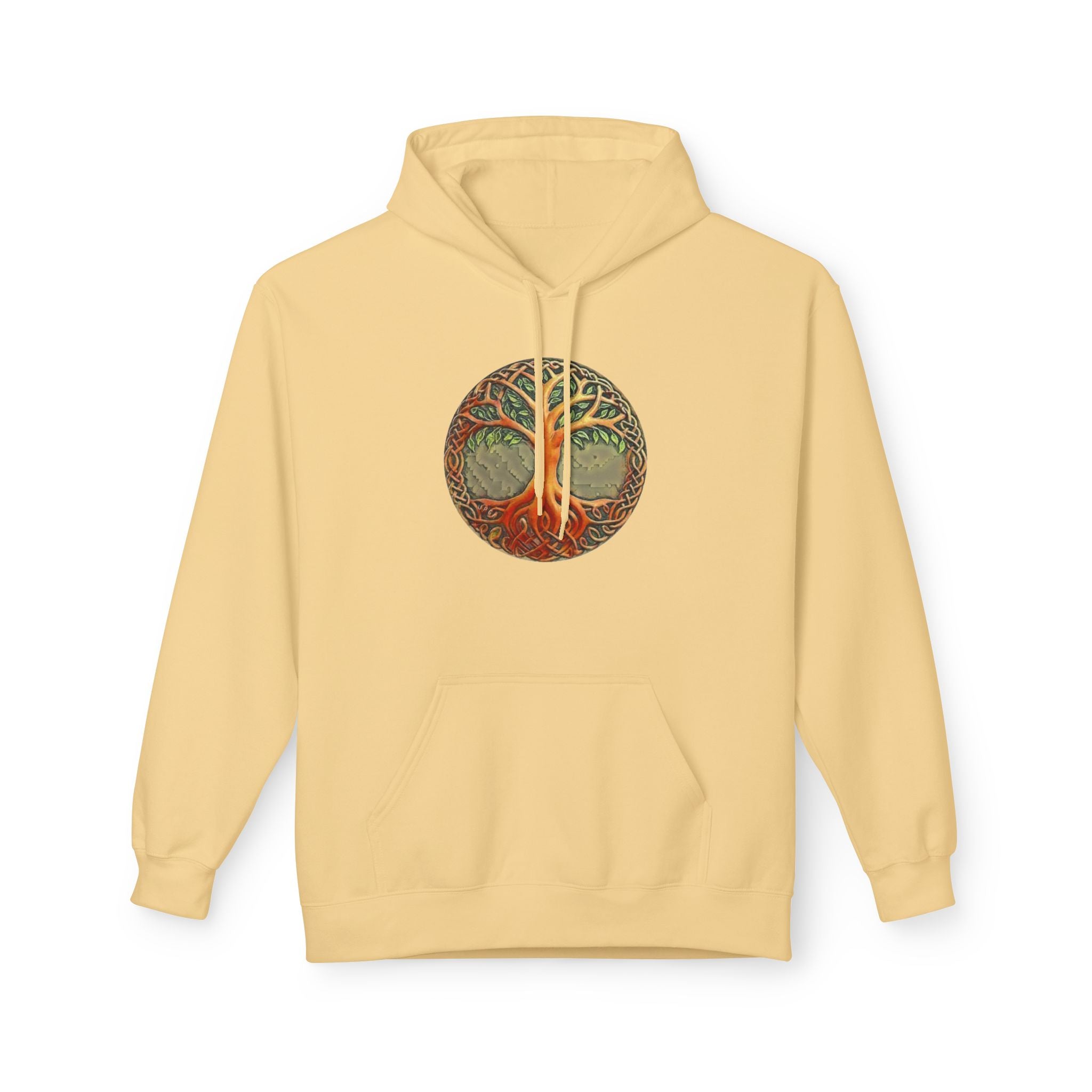 Yggdrasil Tree of Life Cotton Hoodie — Vintage Botanical Forest Graphic
