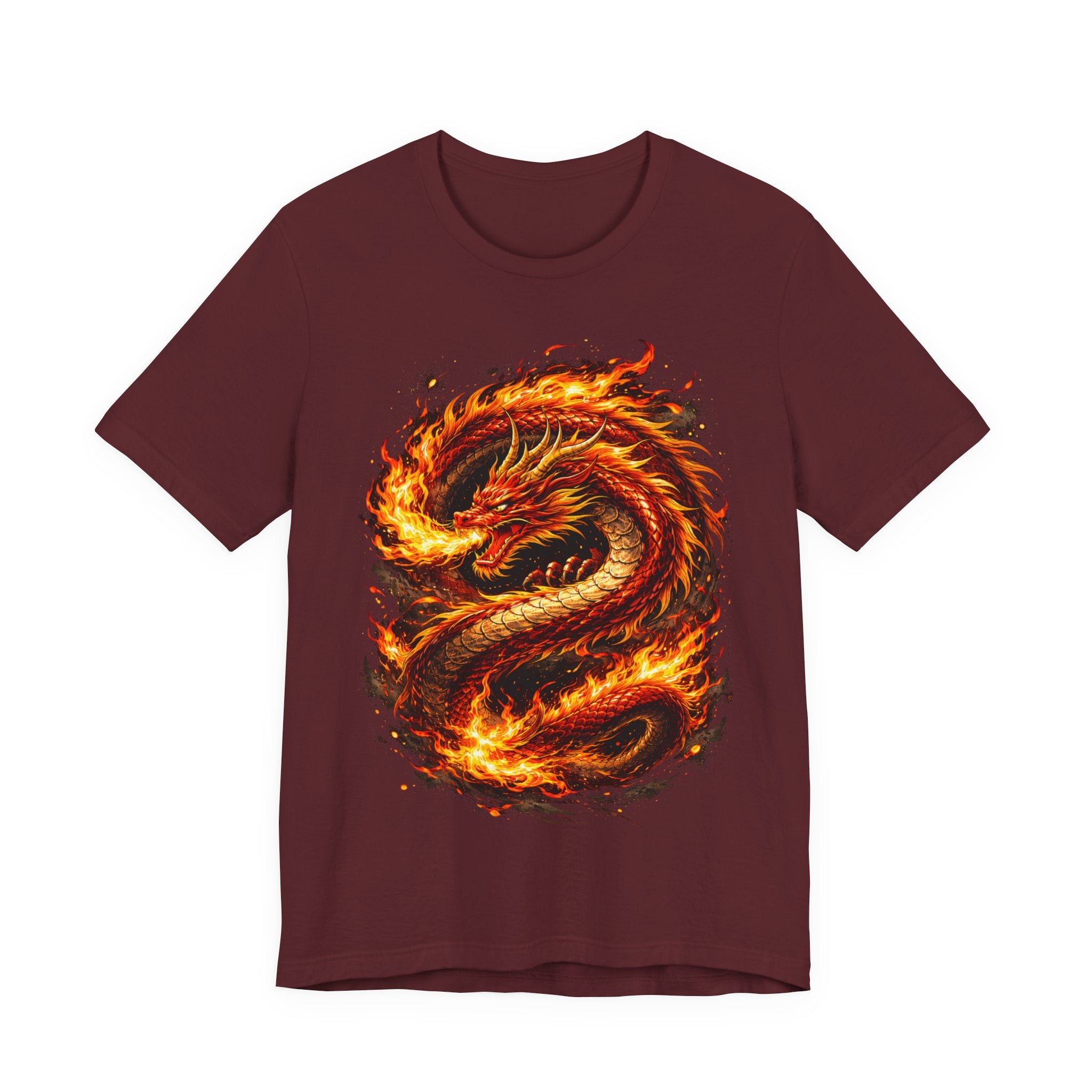 Flaming Dragon T-Shirt — Fiery Eastern Dragon Graphic Tee