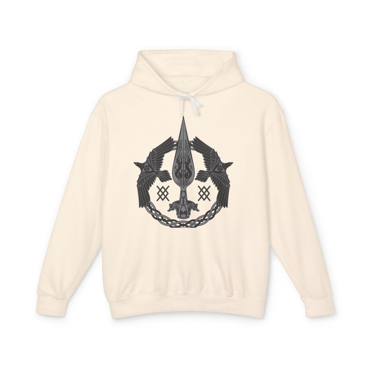 Viking Raven Spear Hoodie — Norse Mythology Graphic Sweatshirt
