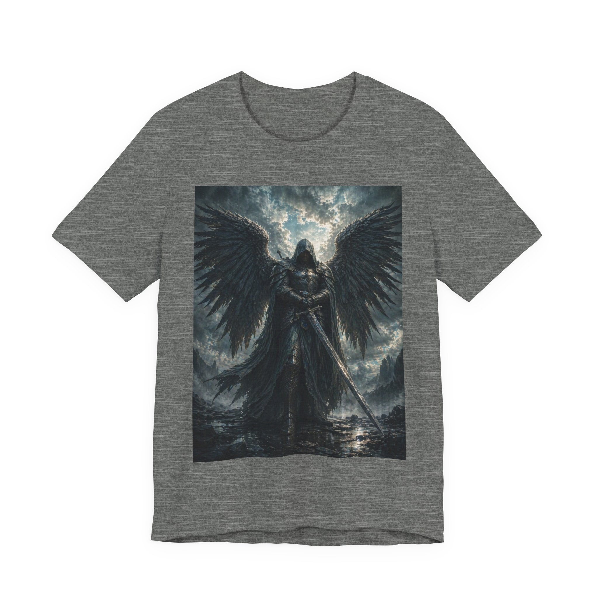 Dark Fallen Angel Graphic Tee — Gothic Warrior Angel T-Shirt