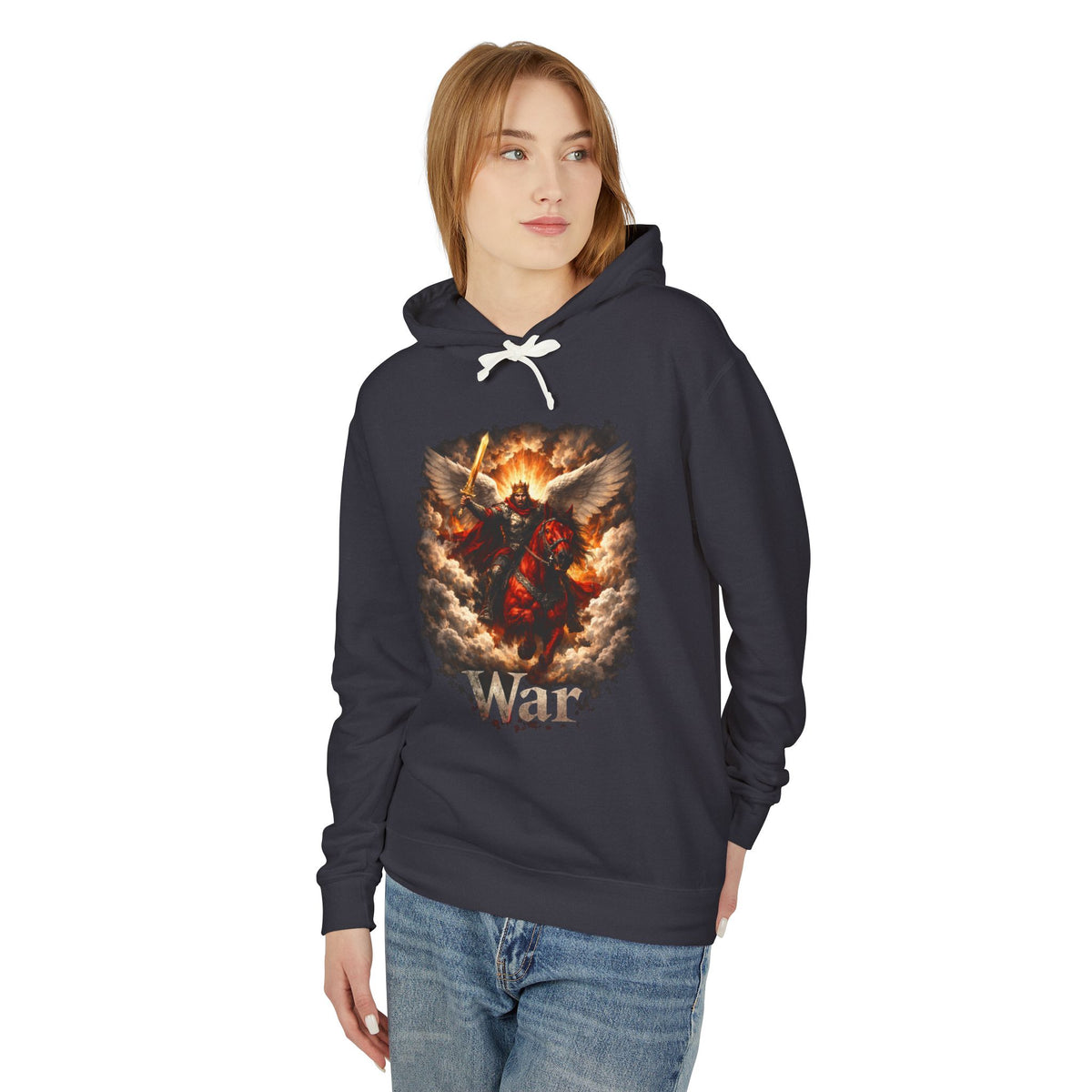Archangel Warrior Hoodie – Fiery Guardian Graphic Sweatshirt