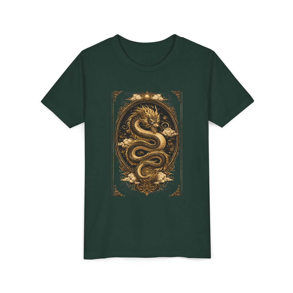 Tee-Gold Dragon Vintage Art Graphic Shirt