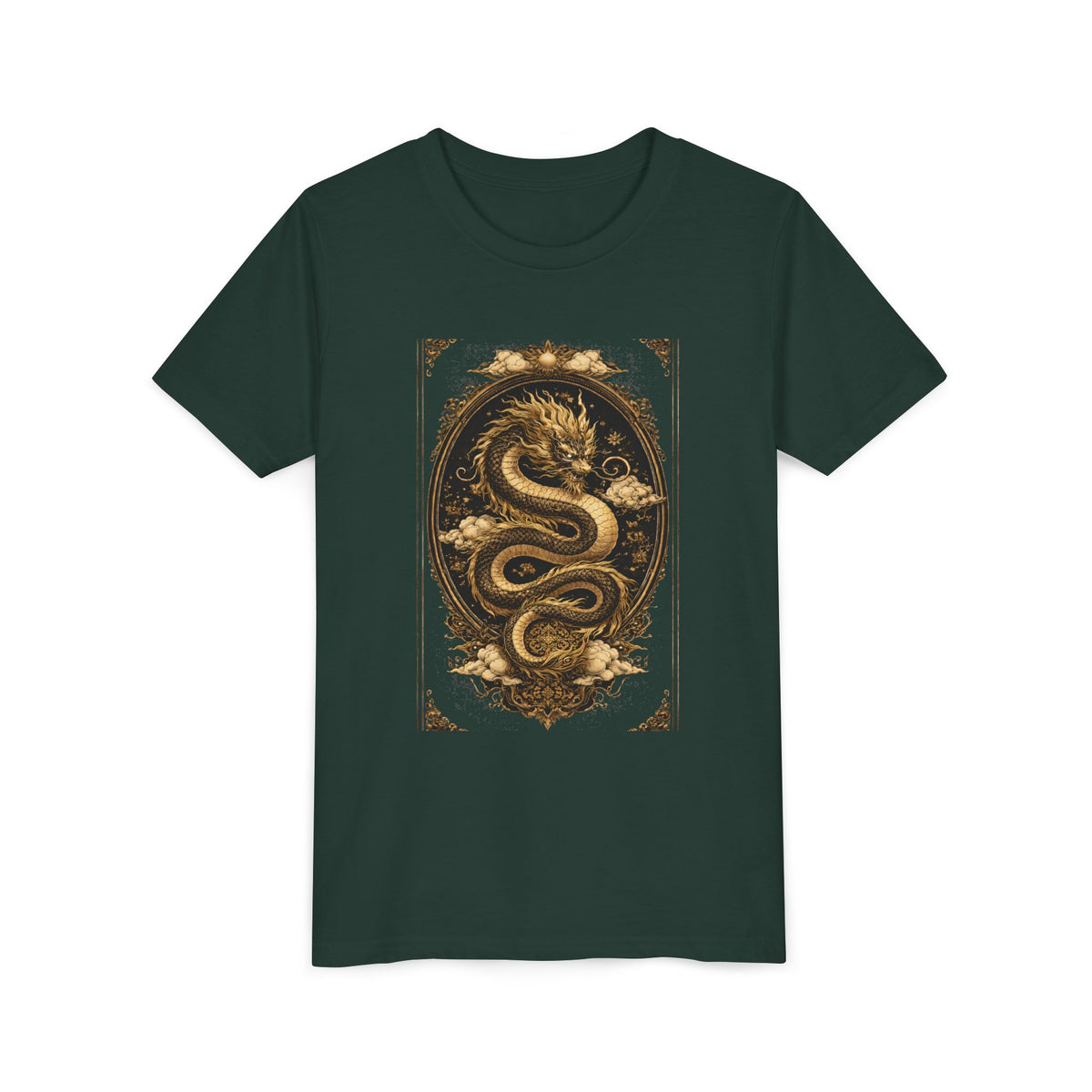 Tee-Gold Dragon Vintage Art Graphic Shirt