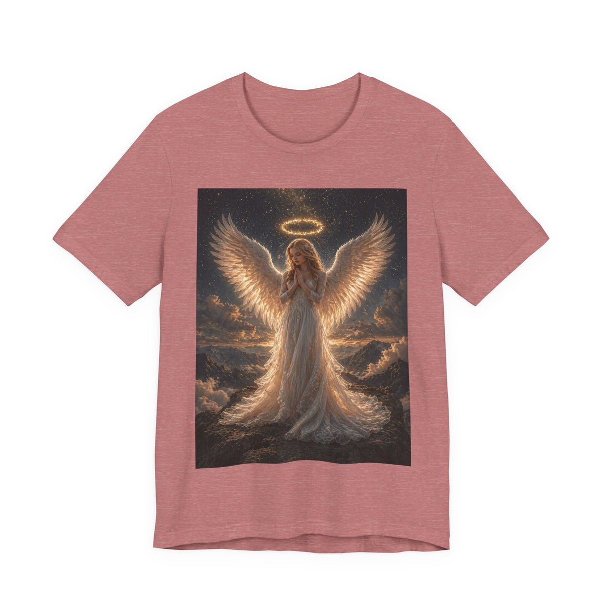 Angel Wings Graphic Tee — Glowing Halo Spiritual T-Shirt
