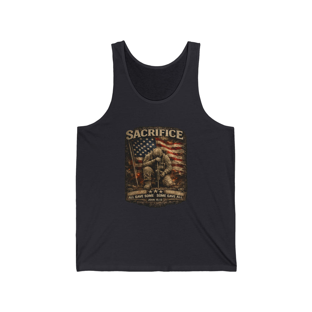 Sacrifice Military Tank Top — American Flag Veteran Tribute Jersey