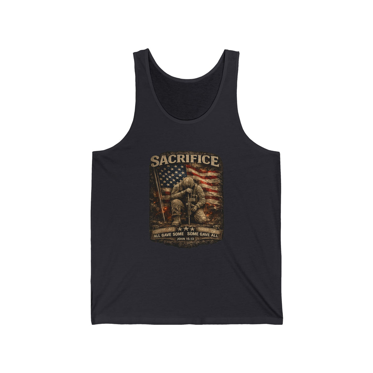 Sacrifice Military Tank Top — American Flag Veteran Tribute Jersey