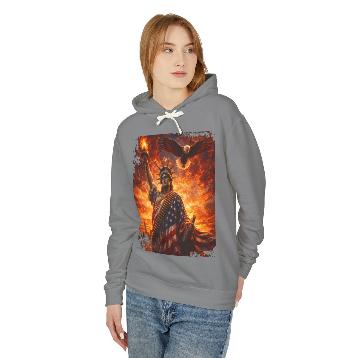 Statue of Liberty American Flag Hoodie — Patriotic Liberty Eagle Sweatshirt