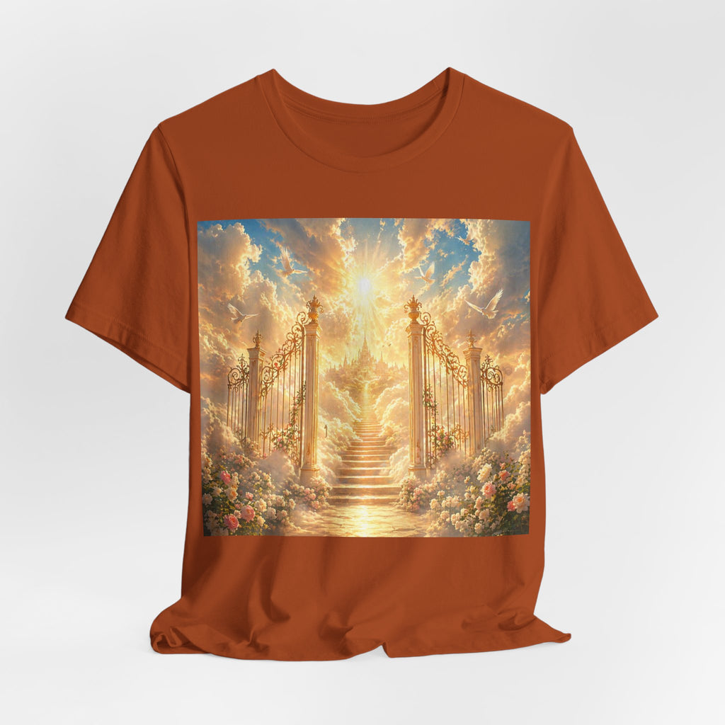 Heavenly Gates Graphic Tee — Celestial Stairs & Sunlight T-Shirt