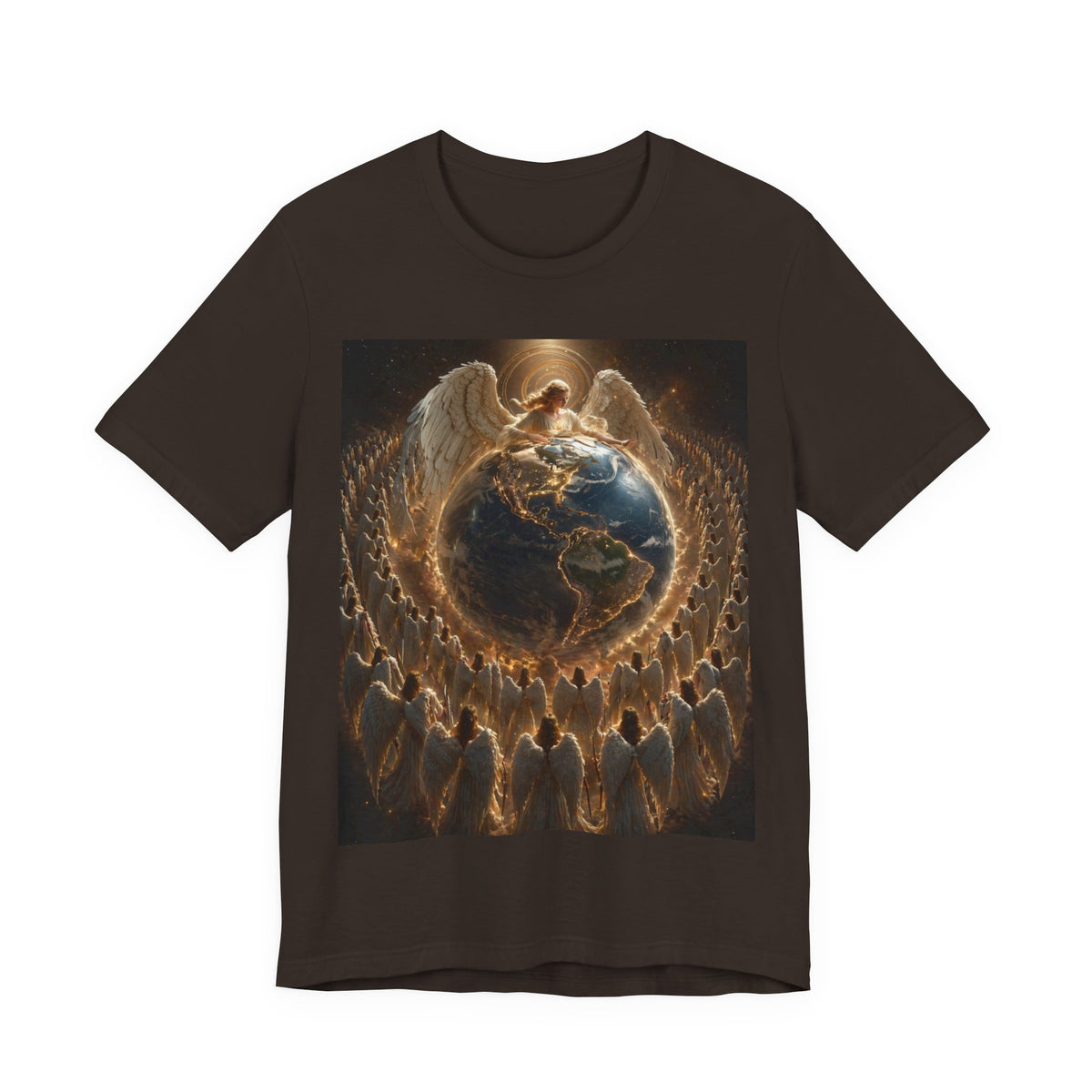 Angel Watching Over Earth T‑Shirt — Spiritual Guardian Globe Tee
