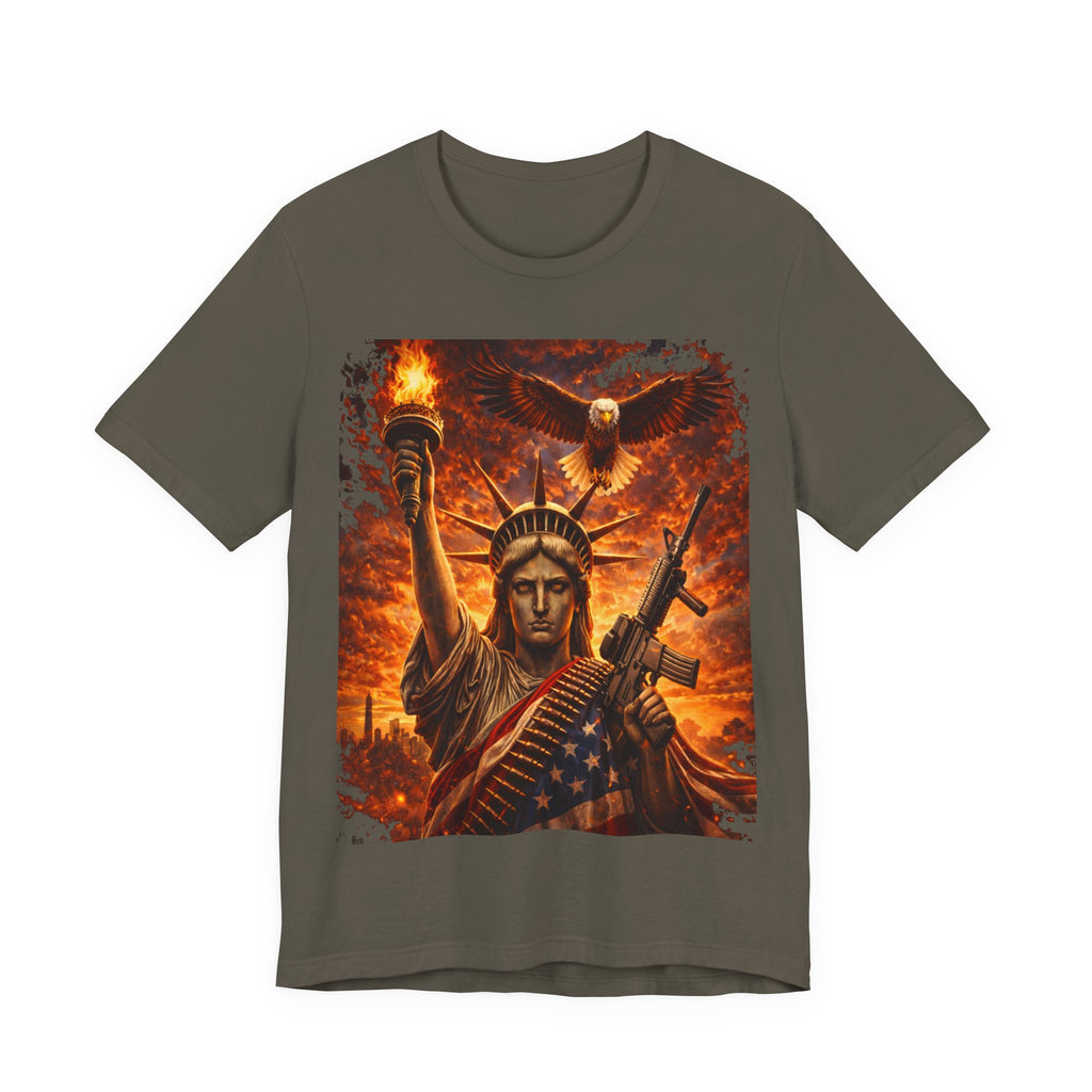 USA Liberty T-Shirt — Statue of Liberty with Eagle & Flag Graphic