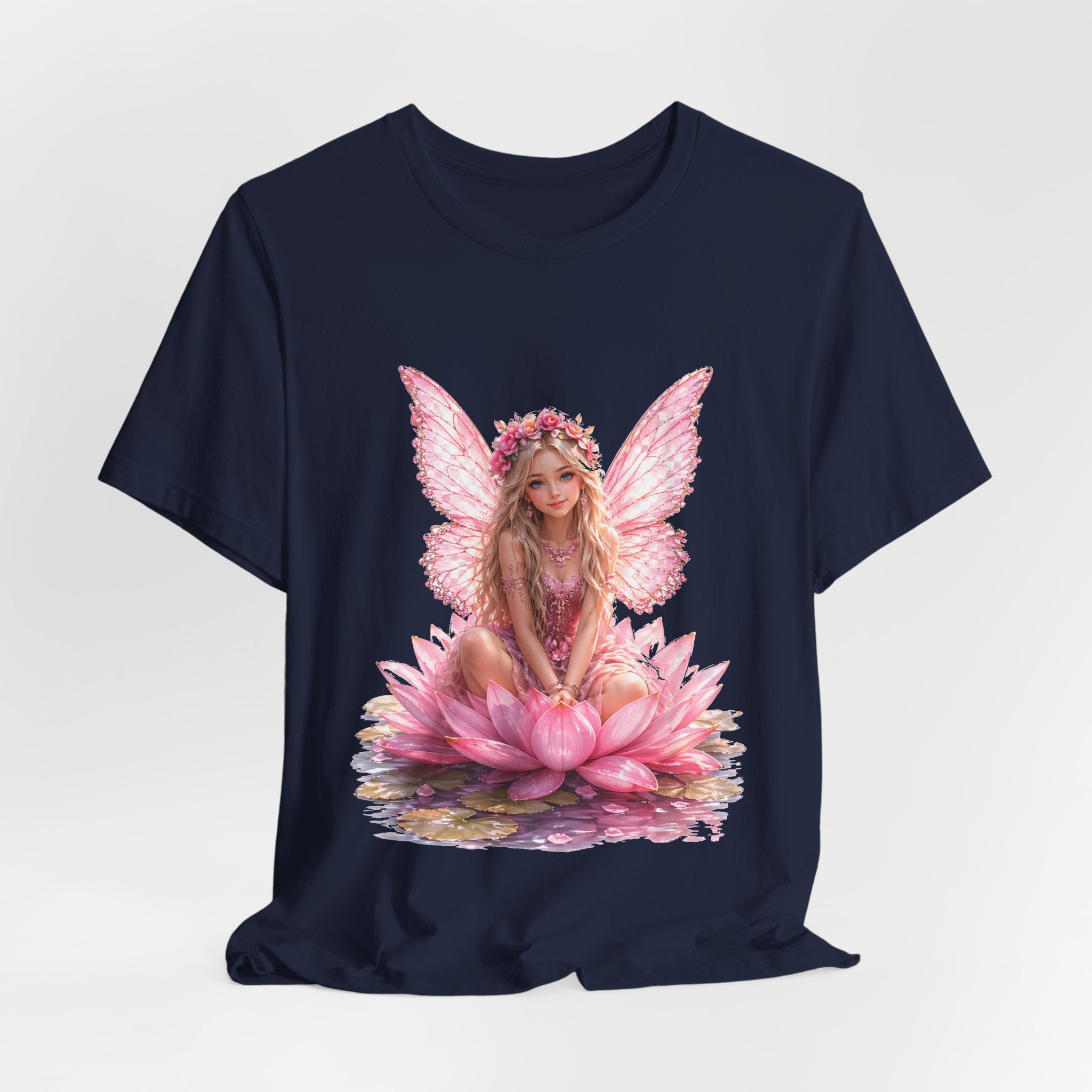 Pink Lotus Fairy T-Shirt — Floral Fairy Sitting on Lotus Graphic Tee