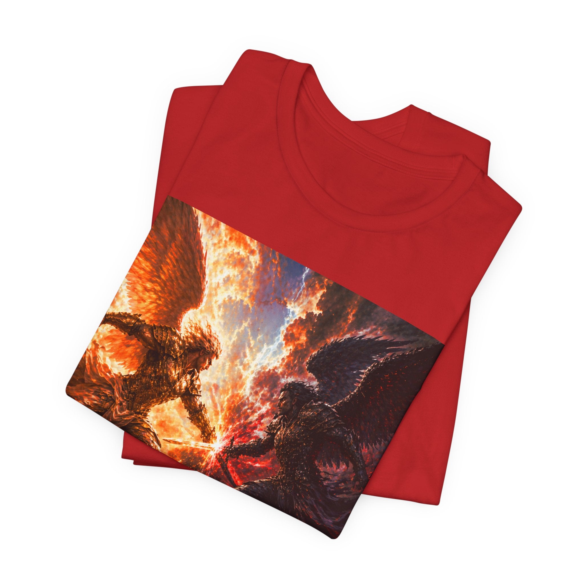 Angel vs Demon Battle T-Shirt — Fiery Fantasy Art Graphic Tee