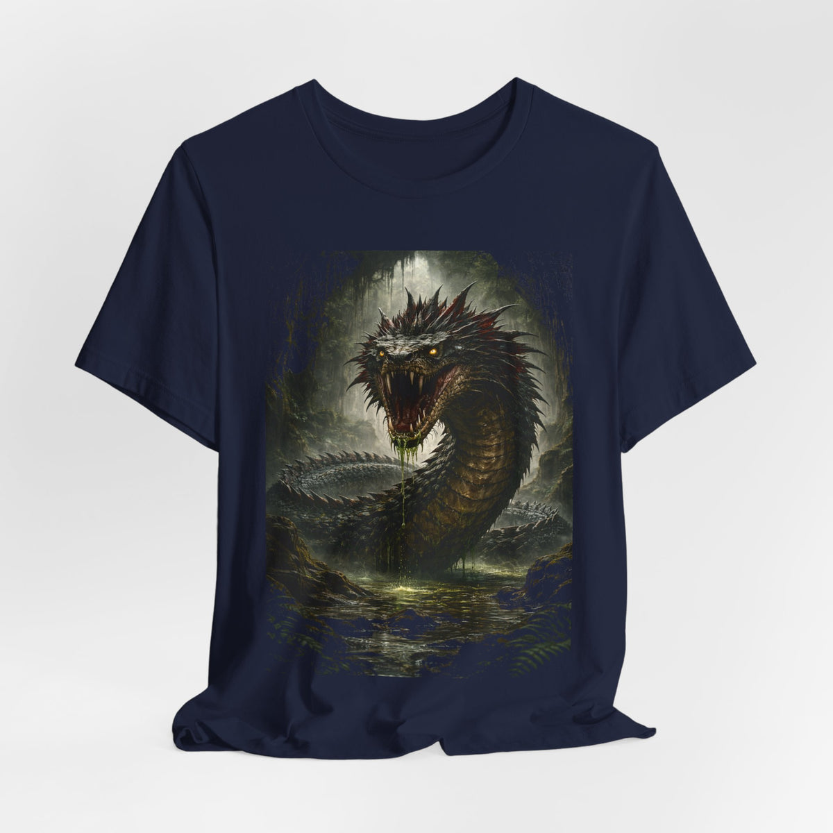 Basilisk Sea Serpent Graphic Tee — Dark Mythical Dragon Shirt
