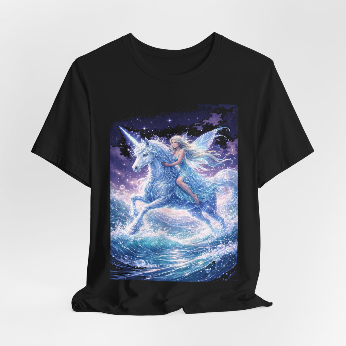 Mystical Unicorn Rider T‑Shirt – Fantasy Pegasus Night Sky Graphic Tee