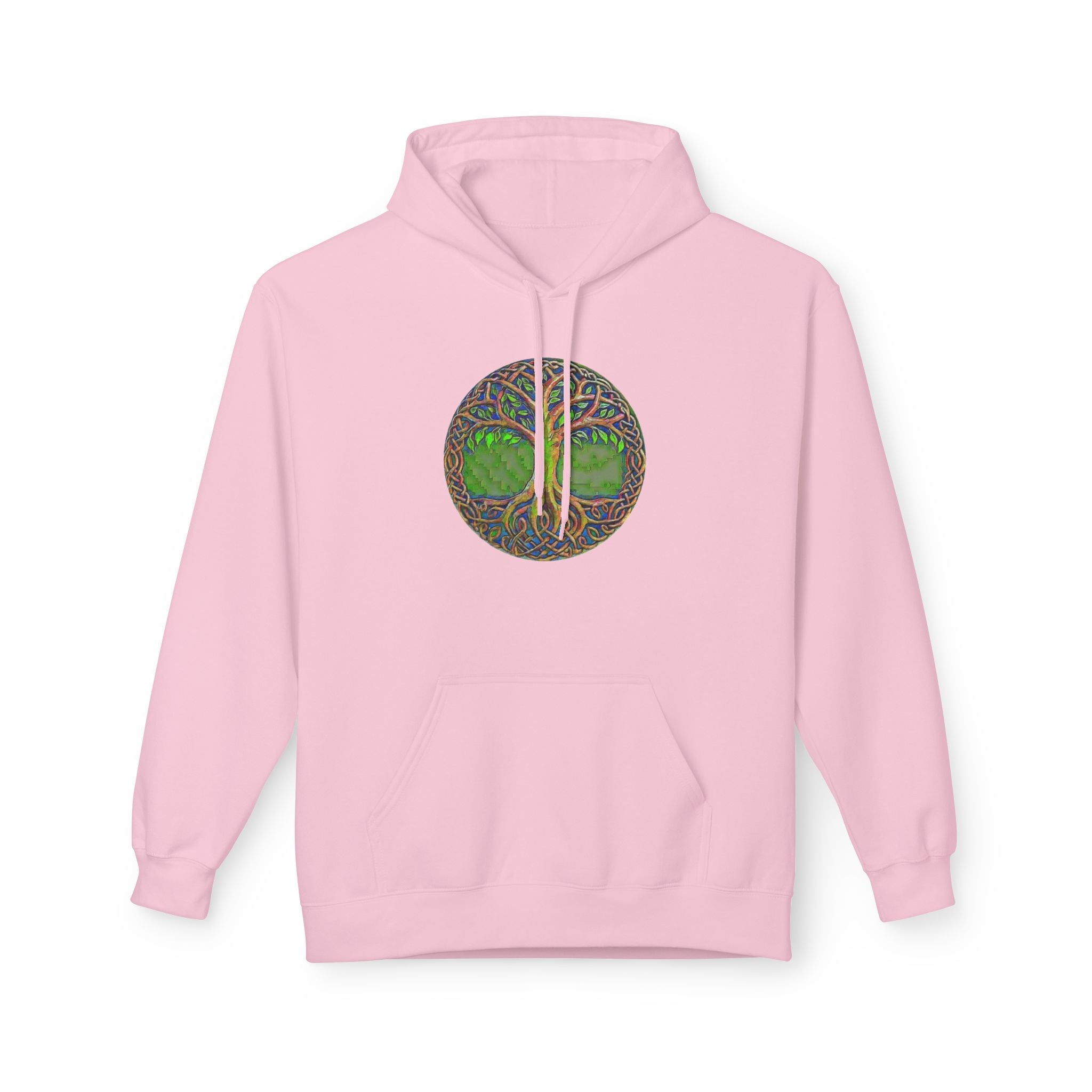 Yggdrasil Tree of Life Cotton Hoodie — Nature-Inspired Green Woodland Graphic