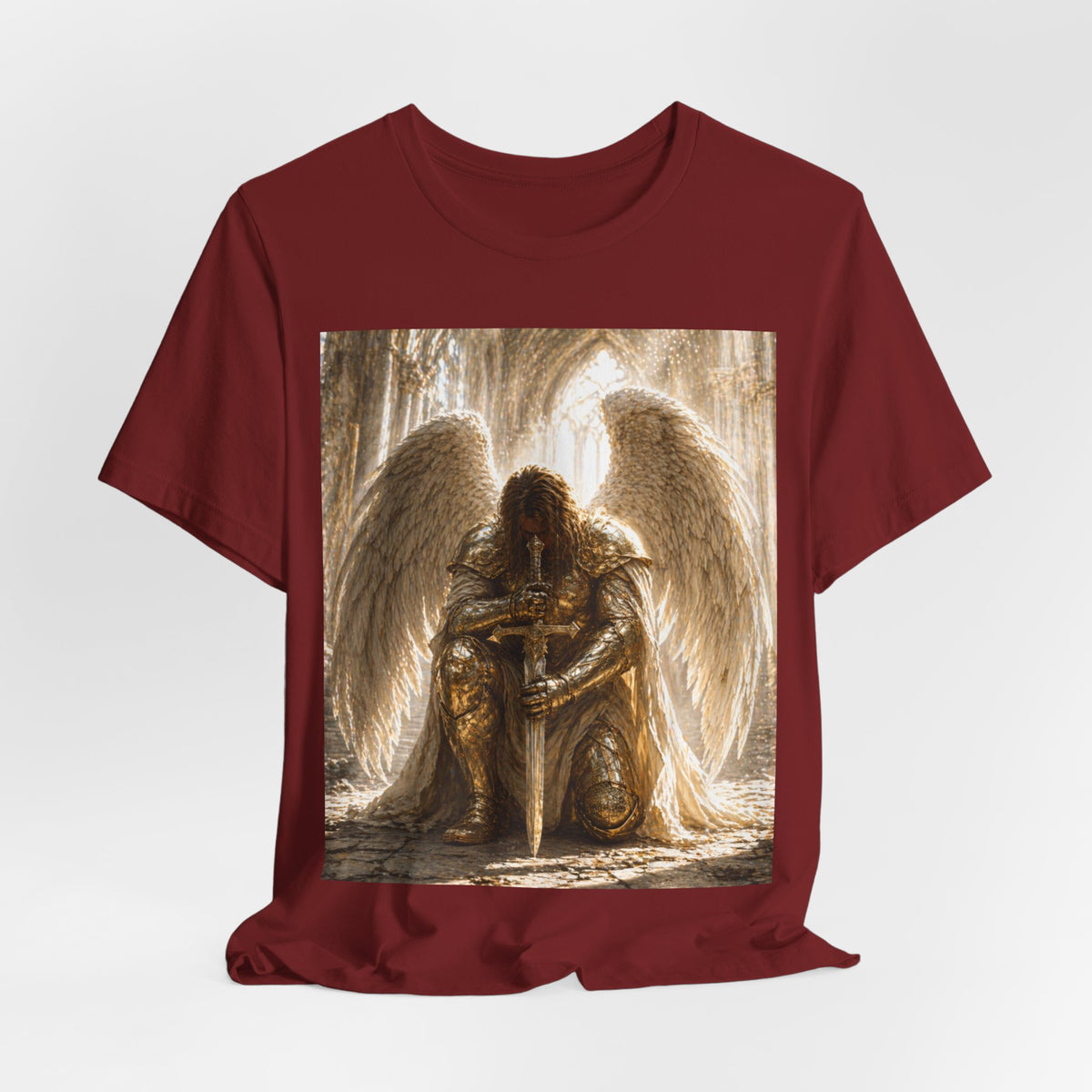 Guardian Angel Graphic Tee — Praying Winged Warrior T-Shirt