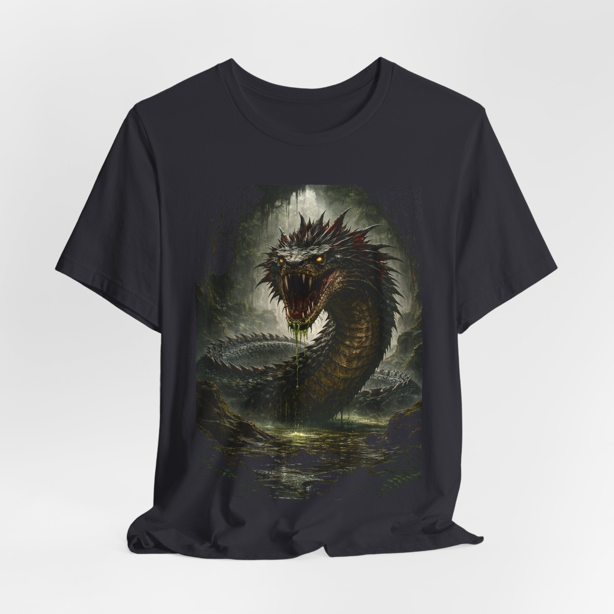 Basilisk Sea Serpent Graphic Tee — Dark Mythical Dragon Shirt