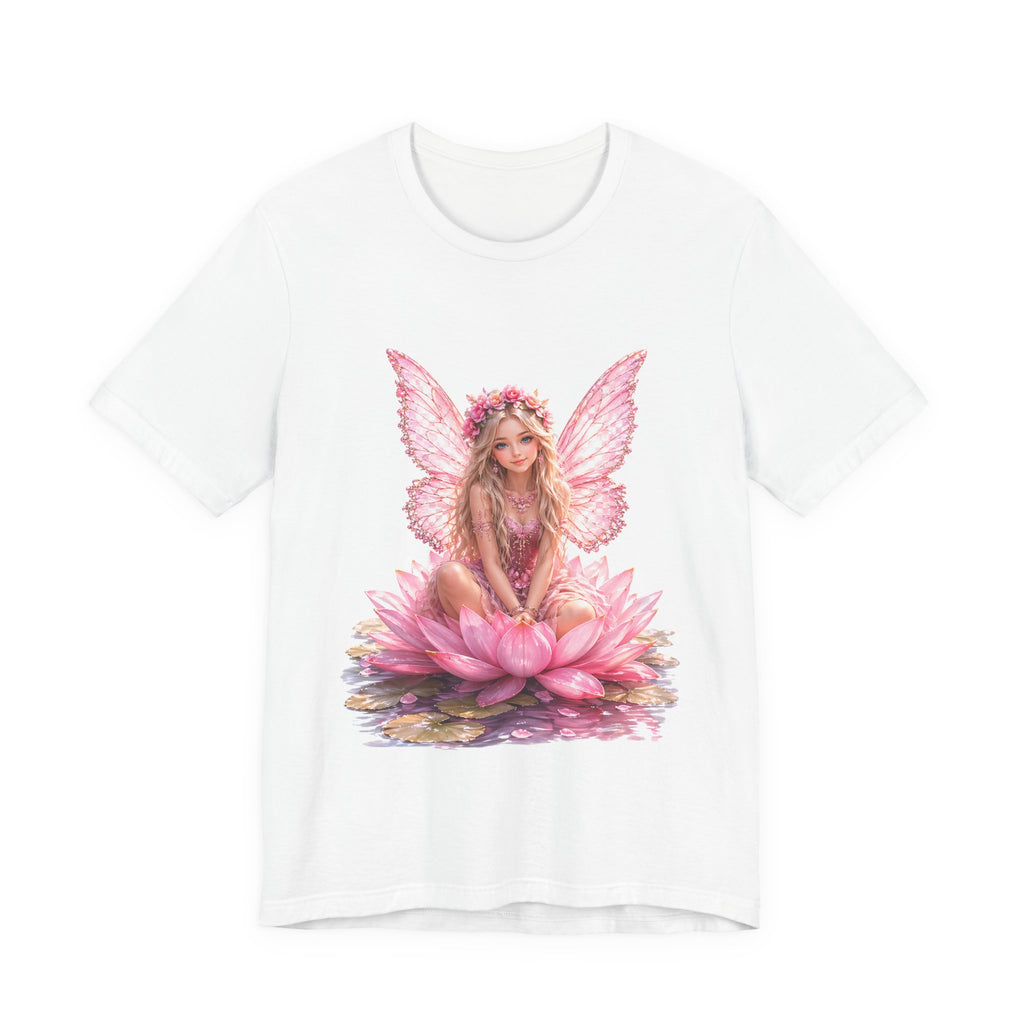 Pink Lotus Fairy T-Shirt — Floral Fairy Sitting on Lotus Graphic Tee