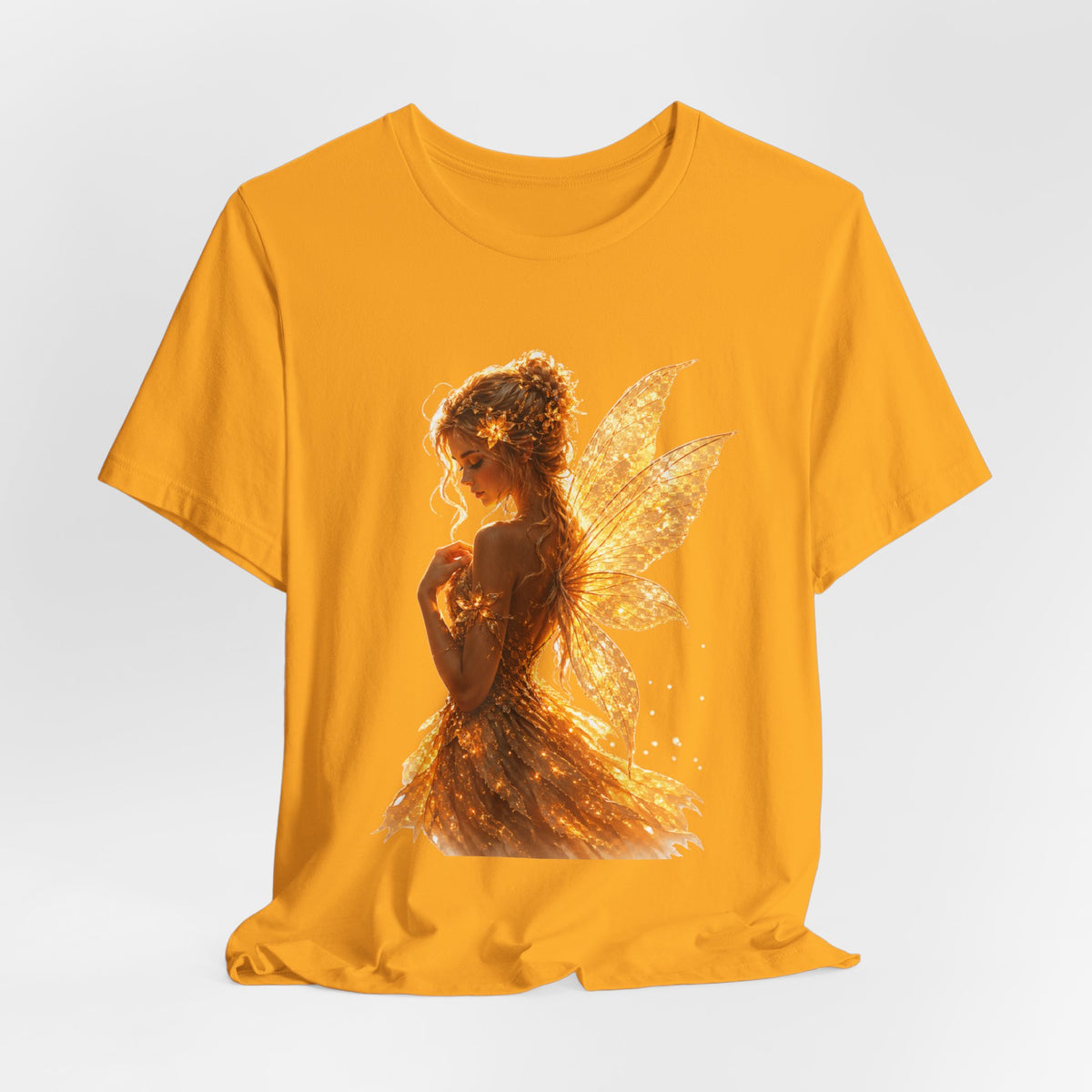 Golden Fairy T‑Shirt — Sparkling Fairy Silhouette Tee